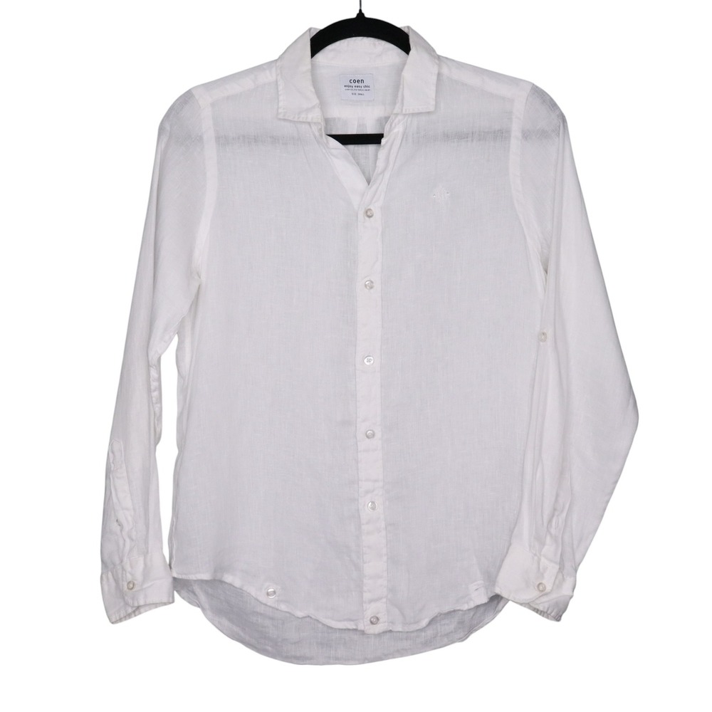 Coen Linen Button Down Shirt Womens Size Small White Long Sleeve Casual Top